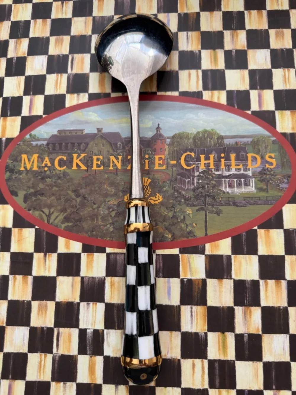 MacKenzie-Childs Courtly Check Serving Spoon Retired Displayed Only Stunning